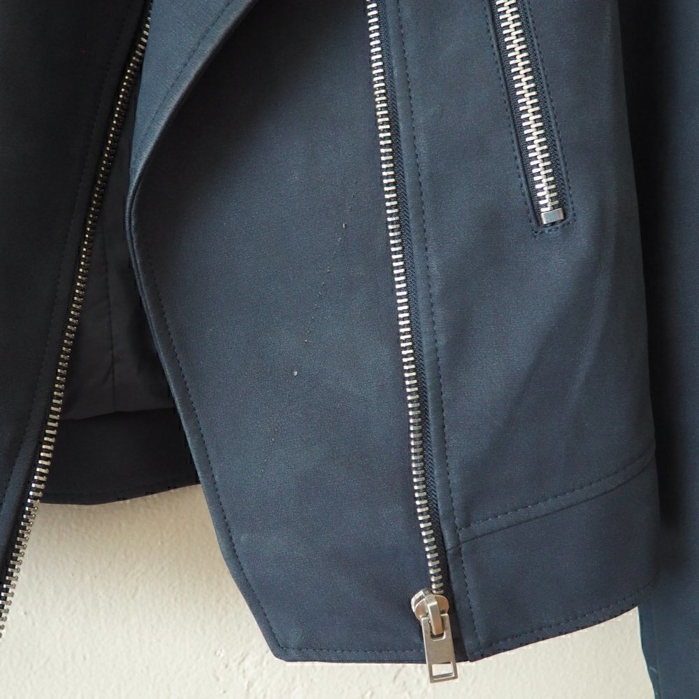 Forever 21 Grey Faux Suede Moto Jacket sz S - Picture 4 of 13